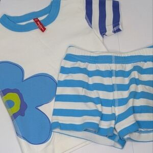 Hanna Anderson Flower Stripe Short PJ Pajama Set 100 4